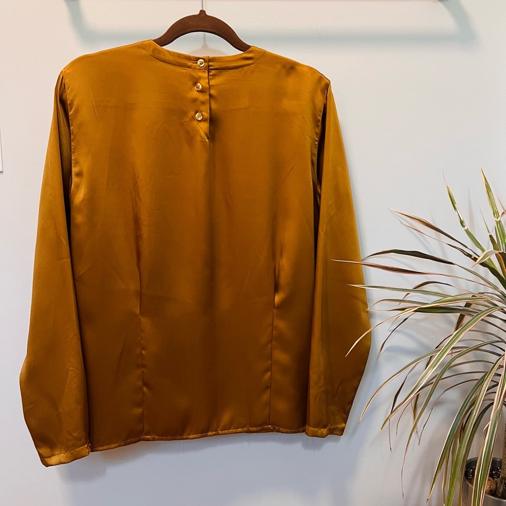 Jones New York ~ Golden Bronze Satin Blouse